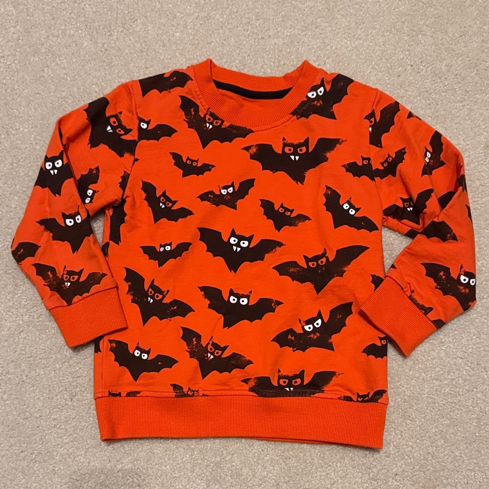 5T Orange and Black Bat Print Sweatshirt, NWOT